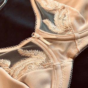 NEW 34C Cream Pink Satin Bra